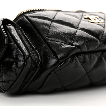 Chanel Shiny Aged Calfskin Quilted Utility Waist Belt Bag Black 9 of 11