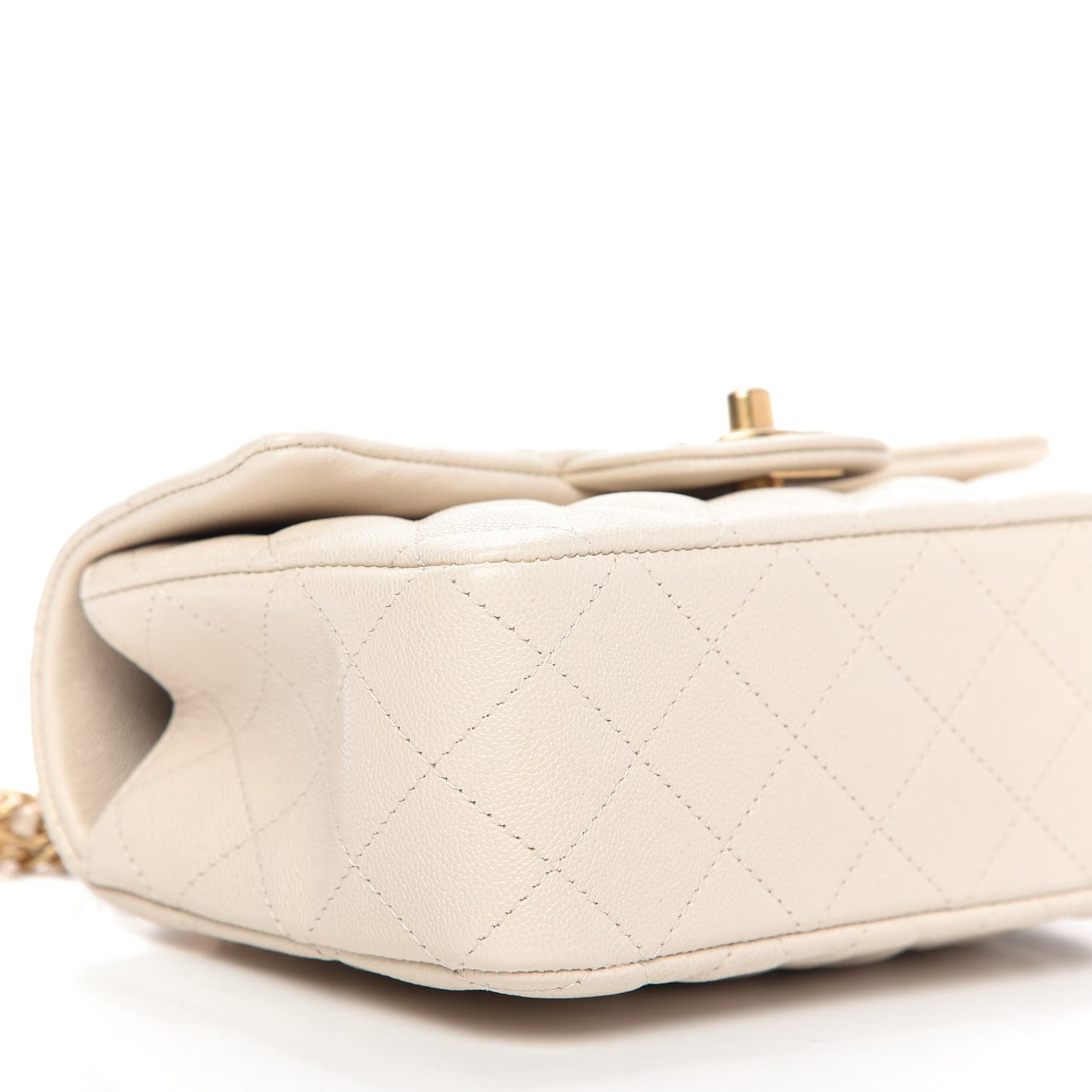 Caviar Quilted Mini Top Handle Rectangular Flap Beige