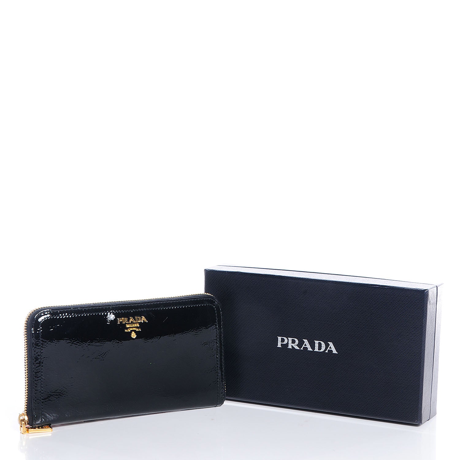 Prada Vernice Zip Around Wallet Black 6 of 12
