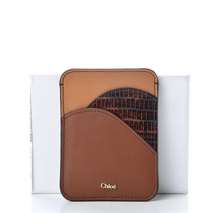 Chloe Calfskin Lizard Embossed Walden Card Holder Classic Tobacco 9 of 9
