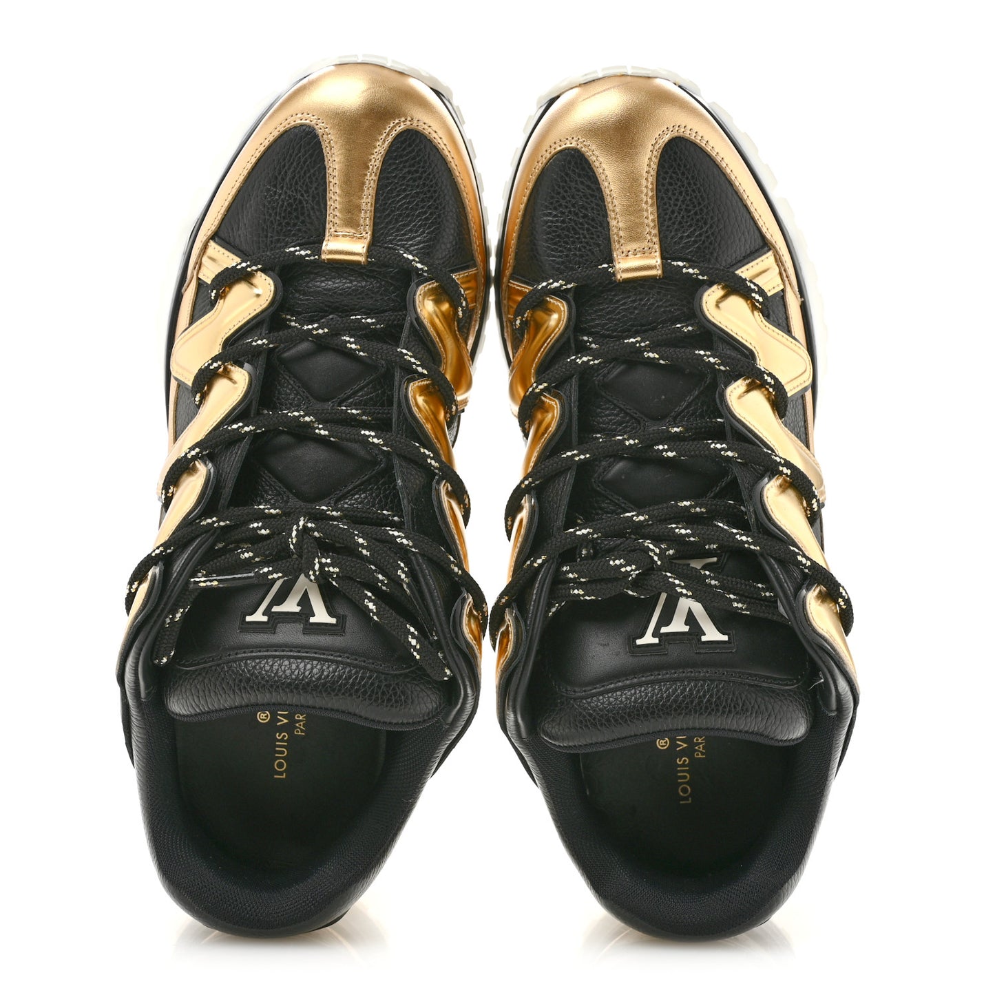 Calfskin Mens Zig Zag Sneakers 8 Black Gold