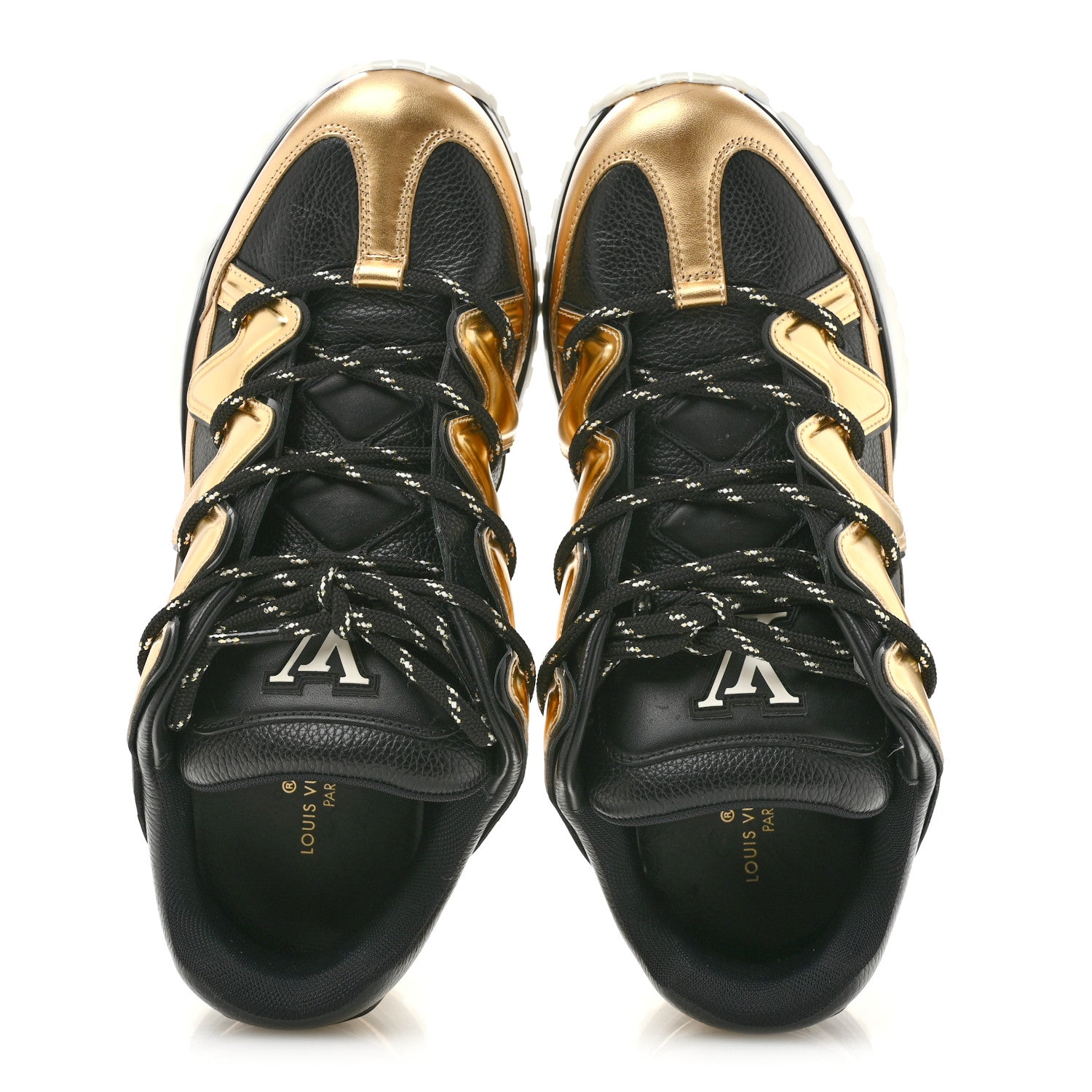 Louis Vuitton Calfskin Mens Zig Zag Sneakers 8 Black Gold 2 of 9