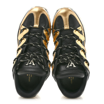 Louis Vuitton Calfskin Mens Zig Zag Sneakers 8 Black Gold 2 of 9
