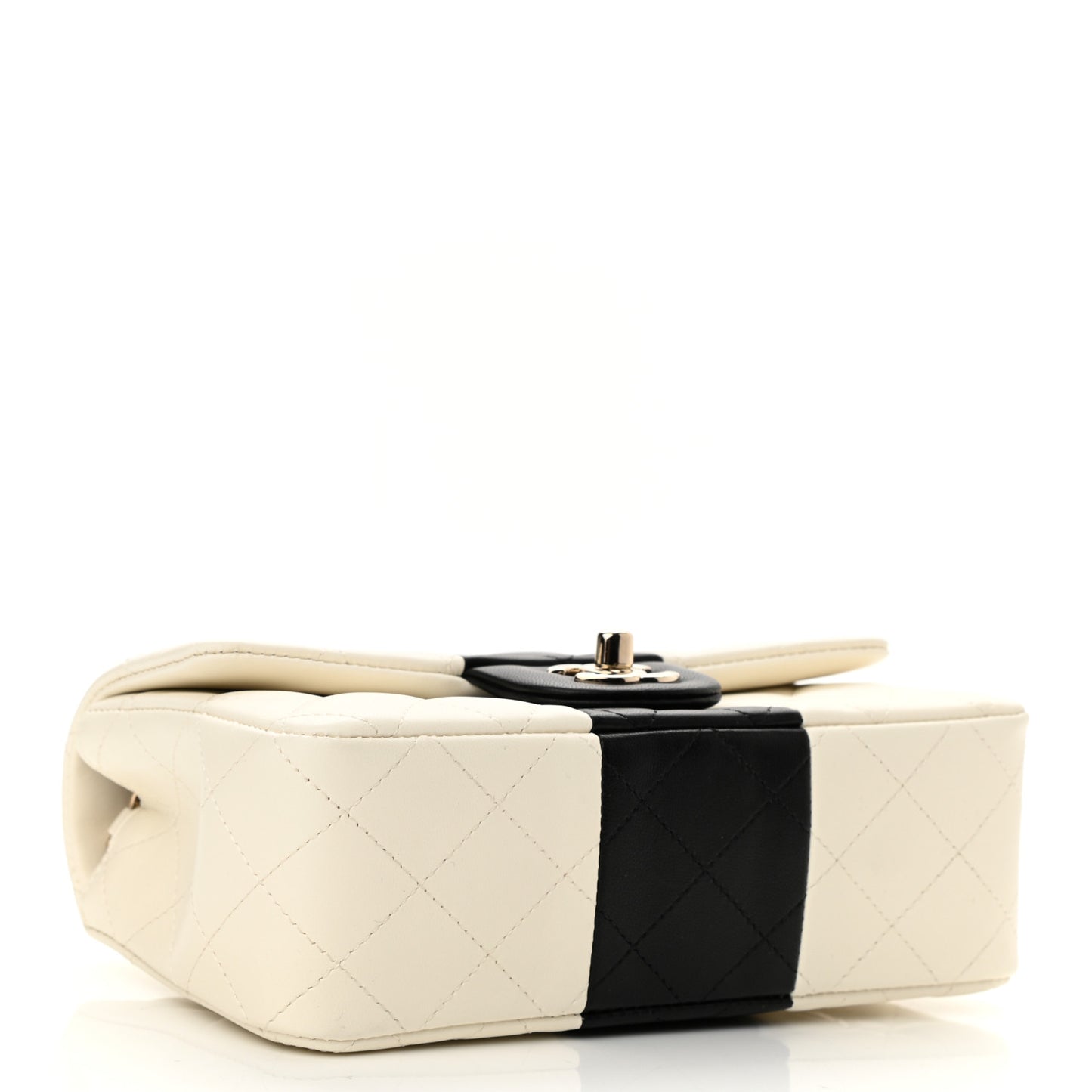 Lambskin Quilted Mini Rectangular Flap White Black