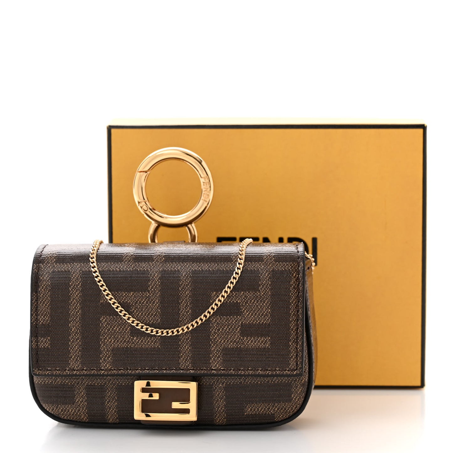 Glazed Fabric FF 1974 Nano Baguette Charm Mogano Panna