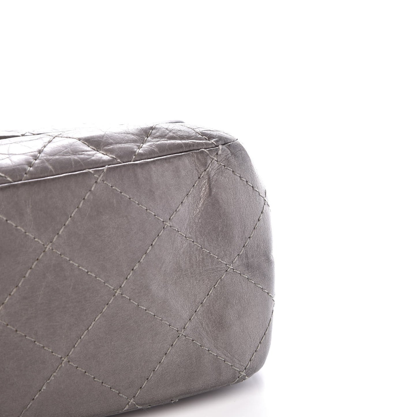 Metallic Aged Calfskin Quilted 2.55 Reissue 227 Flap Dark Silver