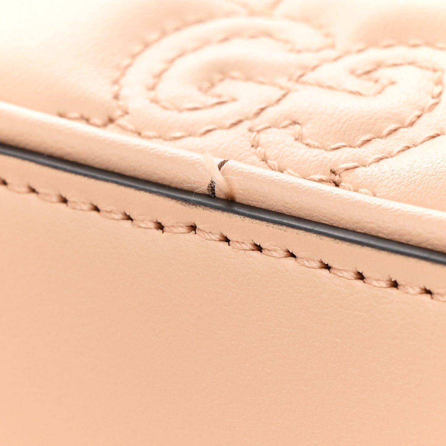 Calfskin GG Matelasse Small Shoulder Bag Pink Sand Natural