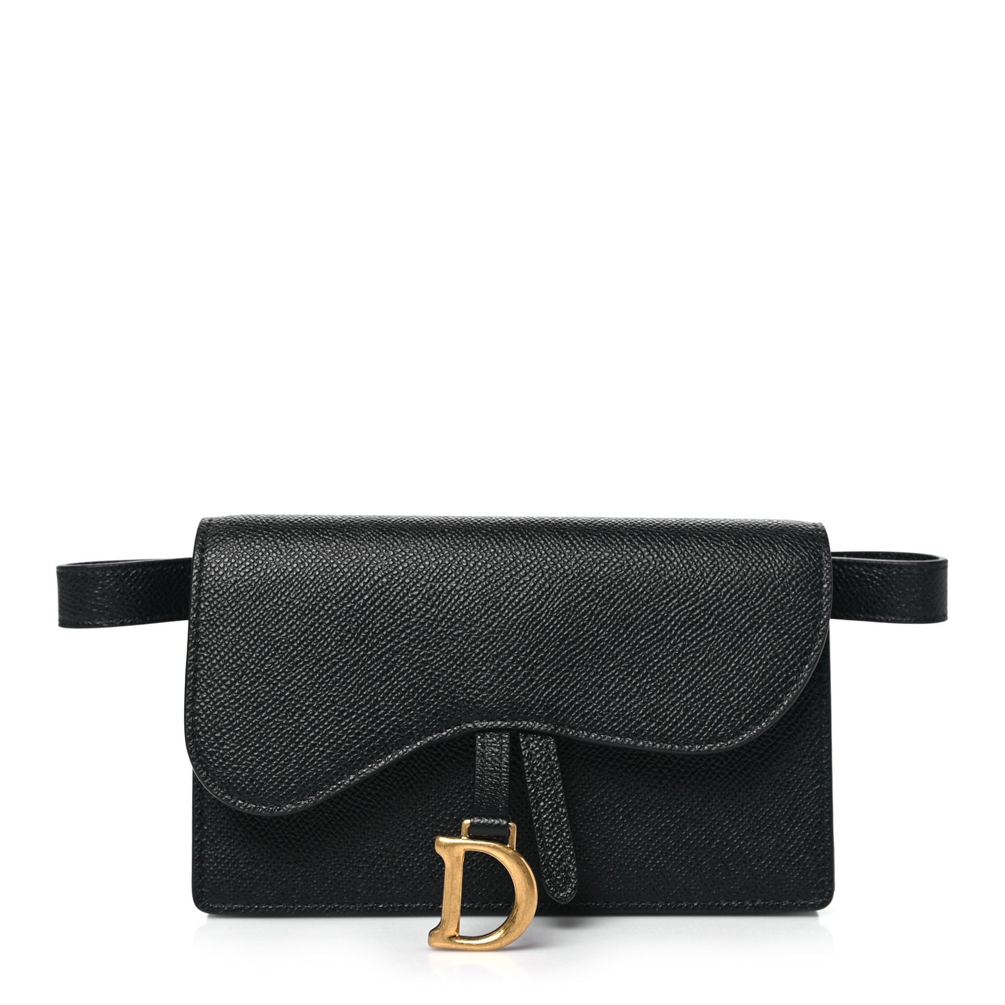 Grained Calfskin Saddle Belt Bag Black Black