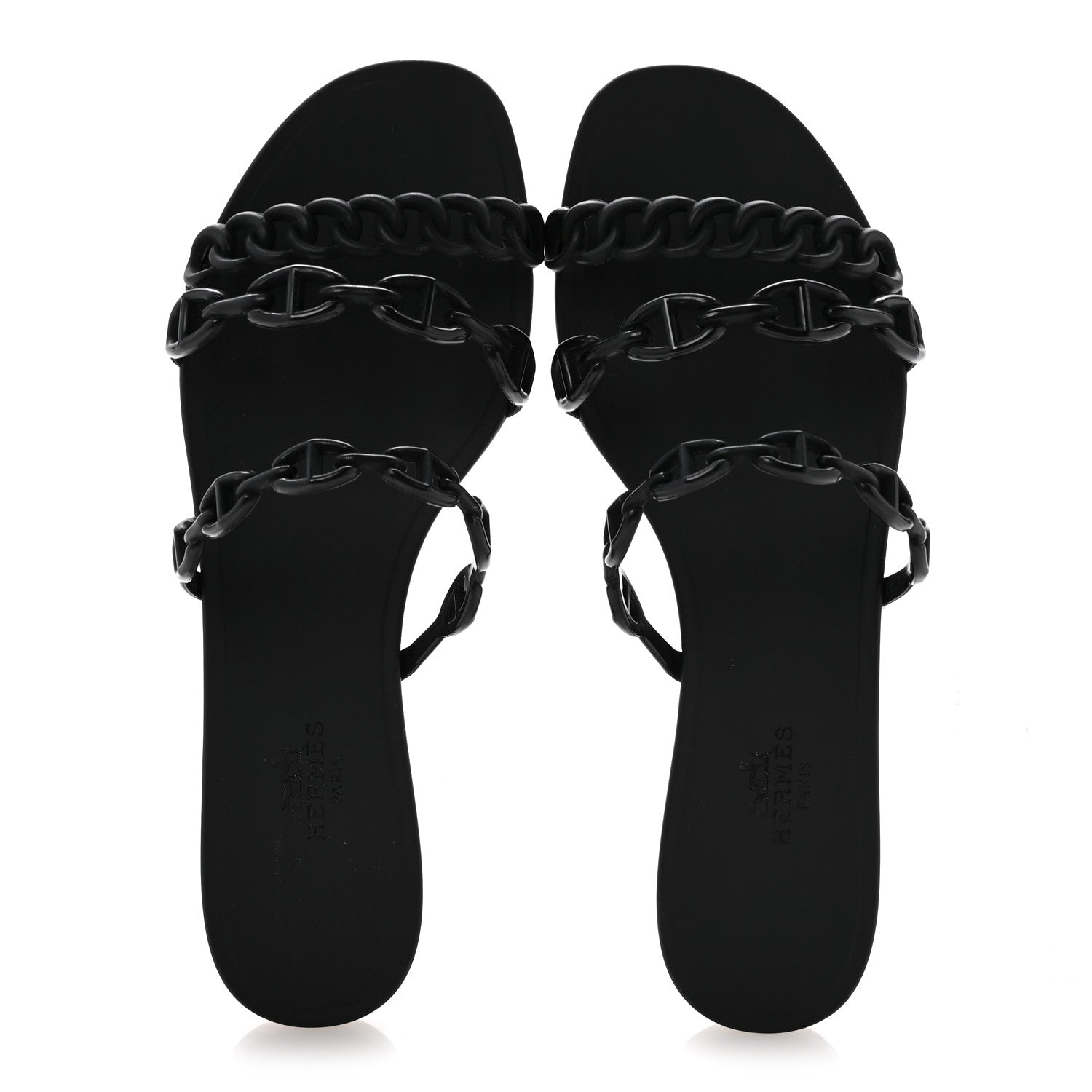Hermes Rubber Chaine d'Ancre Rivage Sandals 37 Black 2 of 10