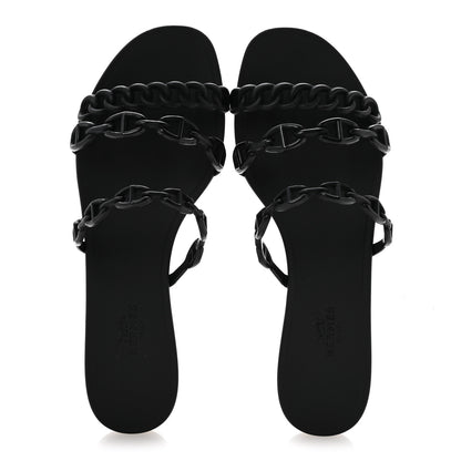 Hermes Rubber Chaine d'Ancre Rivage Sandals 37 Black 2 of 10