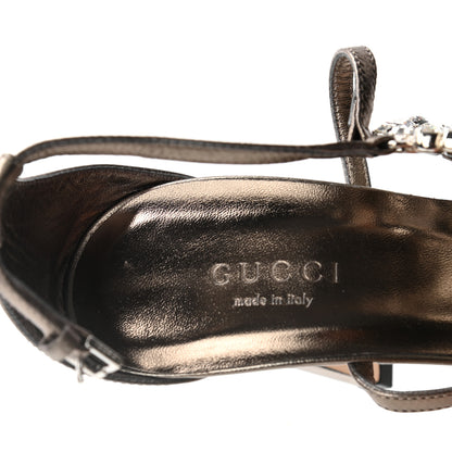 Gucci Metallic Nappa Crystal Interlocking G Ankle Strap Sandals 35.5 Copper 7 of 7