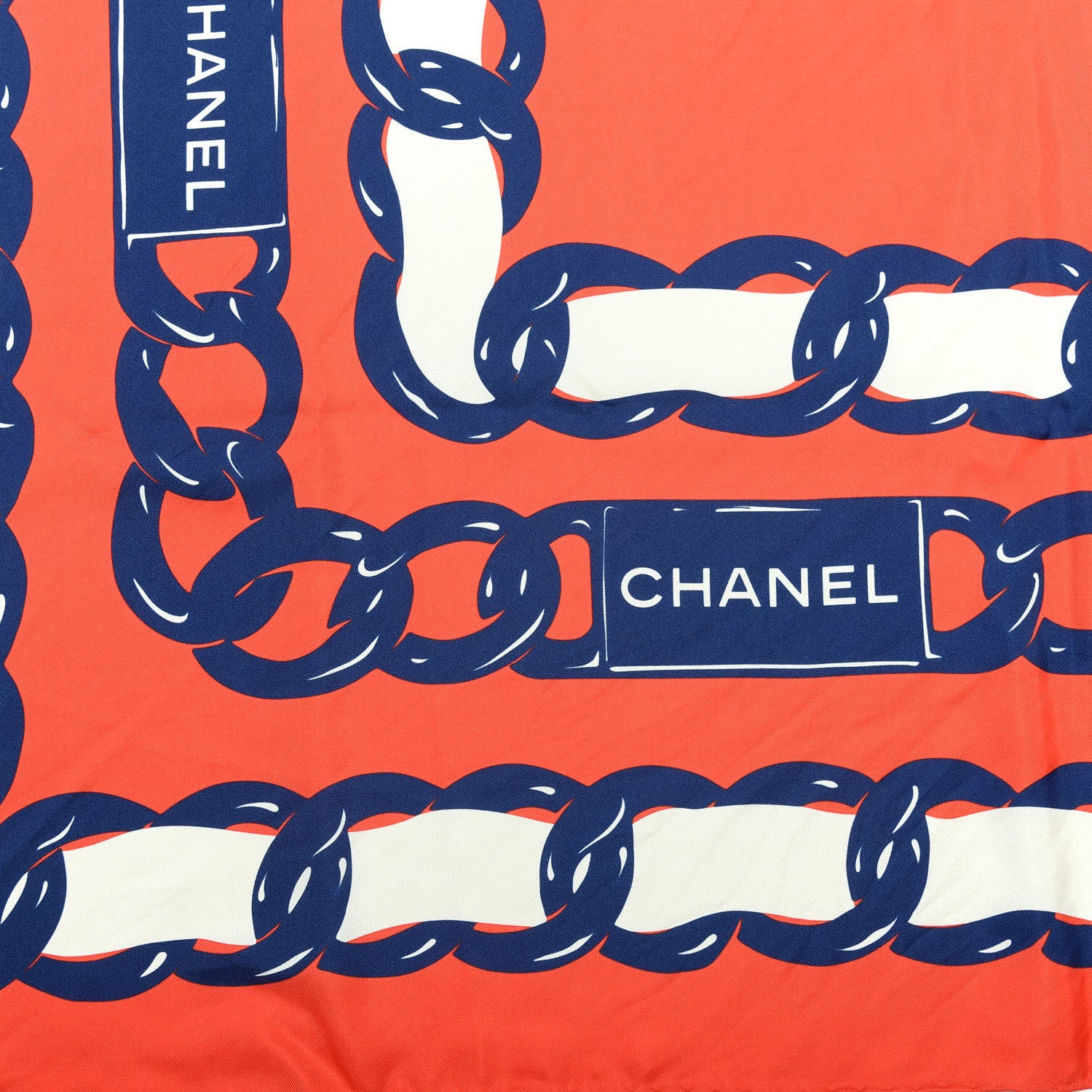 Chanel Silk CC Chain Square Scarf Red 3 of 4