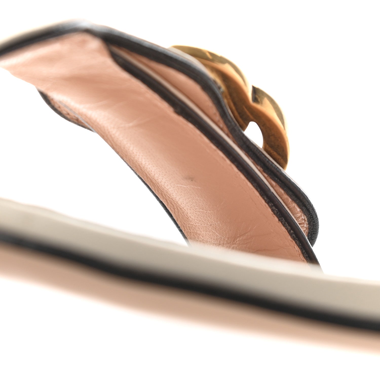 Gucci Lifford Calfskin GG Marmont Ankle Wrap Flat Sandals 36 Mystic White 8 of 10