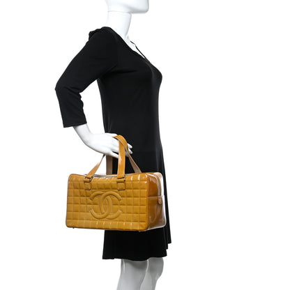 Chanel Patent Quilted Chocolate Bar Bowler Beige 2 of 15