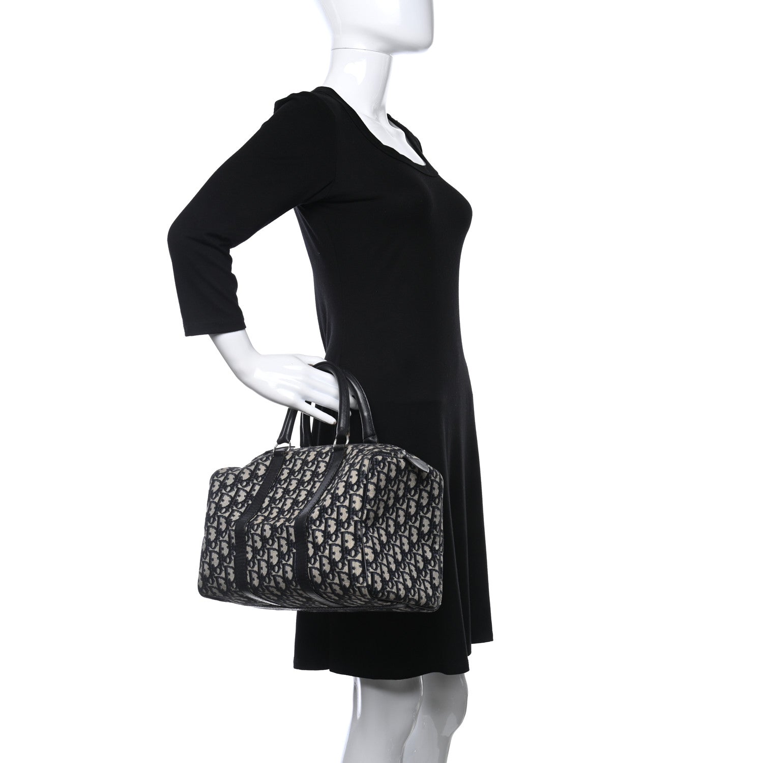 Christian Dior Monogram Boston Navy Blue 3 of 9