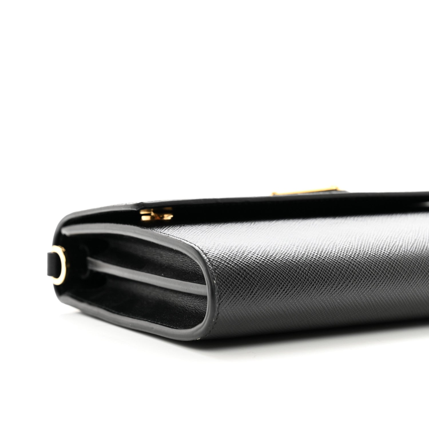 Prada Saffiano Wallet With Shoulder Strap Black 9 of 12