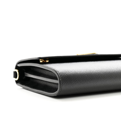 Prada Saffiano Wallet With Shoulder Strap Black 9 of 12
