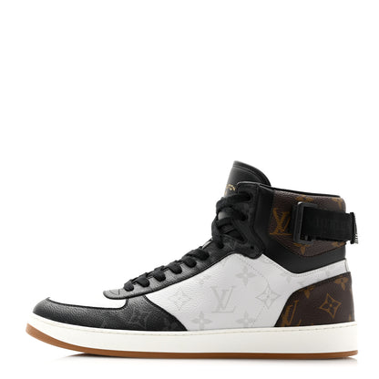 Louis Vuitton Calfskin Monogram Mens Rivoli High Top Sneakers 9 Black 1 of 9