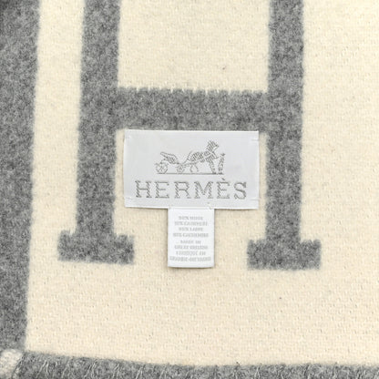 Hermes Wool Cashmere Avalon III Blanket Ecru Gris Clair 3 of 3