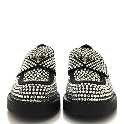 Prada Satin Crystal Metal Triangle Logo 50mm Loafers 38 Cristal 2 of 9