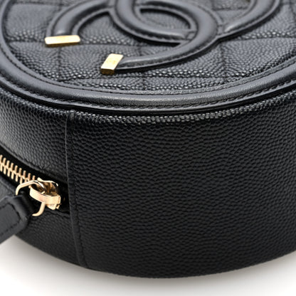 Chanel Caviar Quilted Round Filigree Crossbody Black 9 of 10