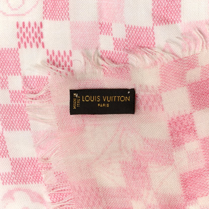 Louis Vuitton Cashmere Silk Damier Scarf Ivory Pink 4 of 4