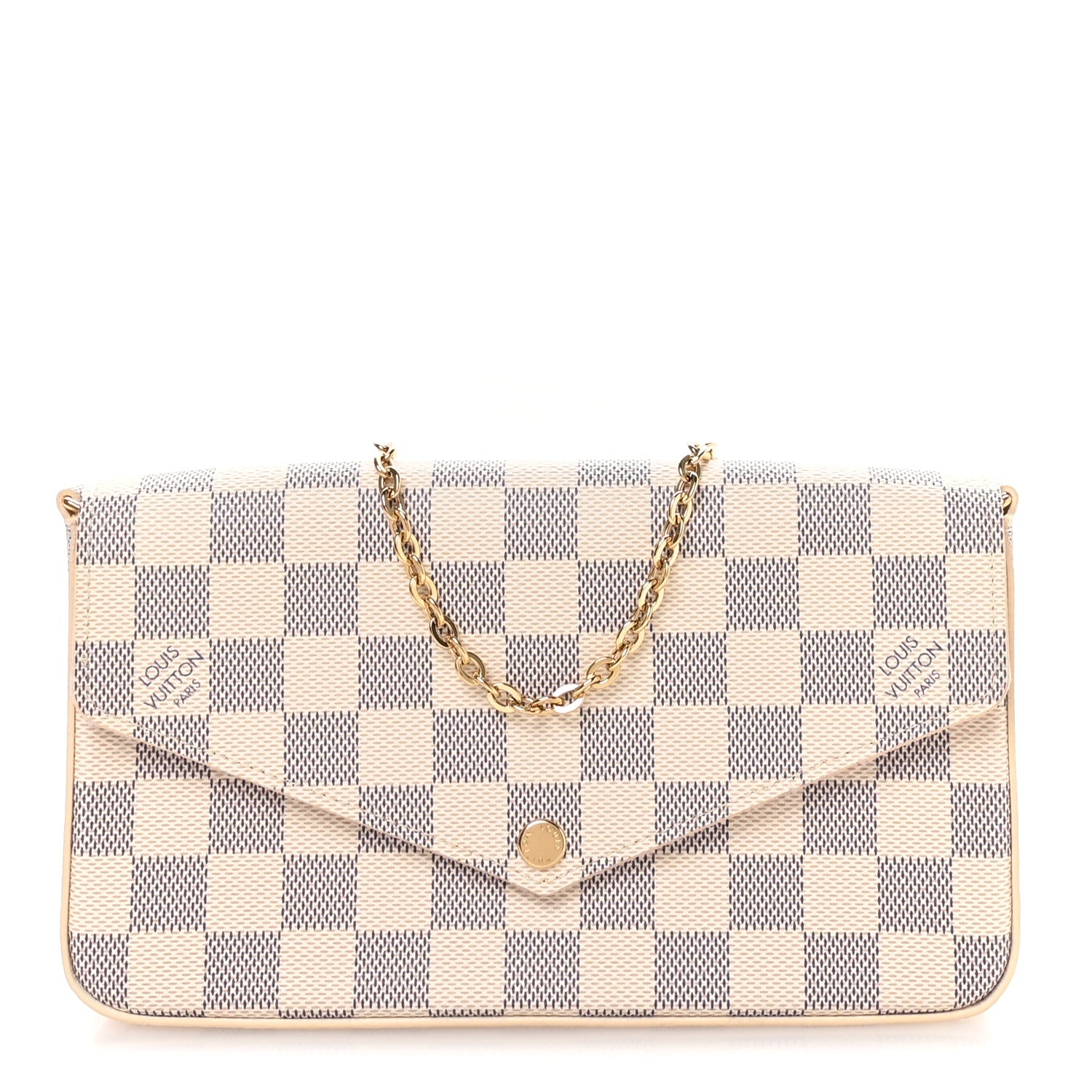 Louis Vuitton Damier Azur Pochette Felicie Chain Wallet Rose Ballerine 1 of 11