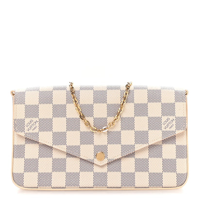 Louis Vuitton Damier Azur Pochette Felicie Chain Wallet Rose Ballerine 1 of 11