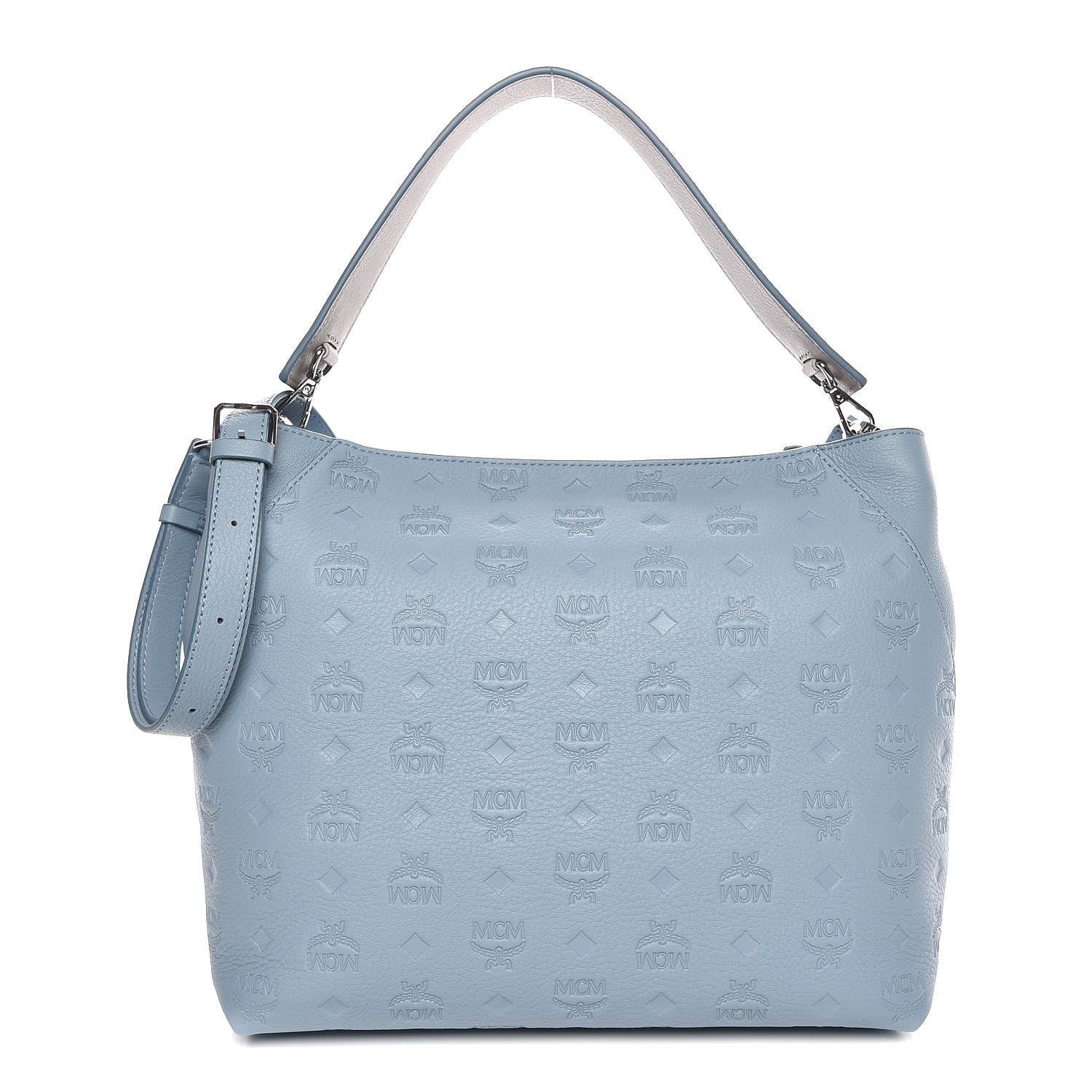 MCM Grained Calfskin Medium Klara Hobo Sky Blue 1 of 10
