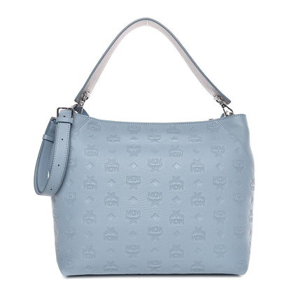 MCM Grained Calfskin Medium Klara Hobo Sky Blue 1 of 10