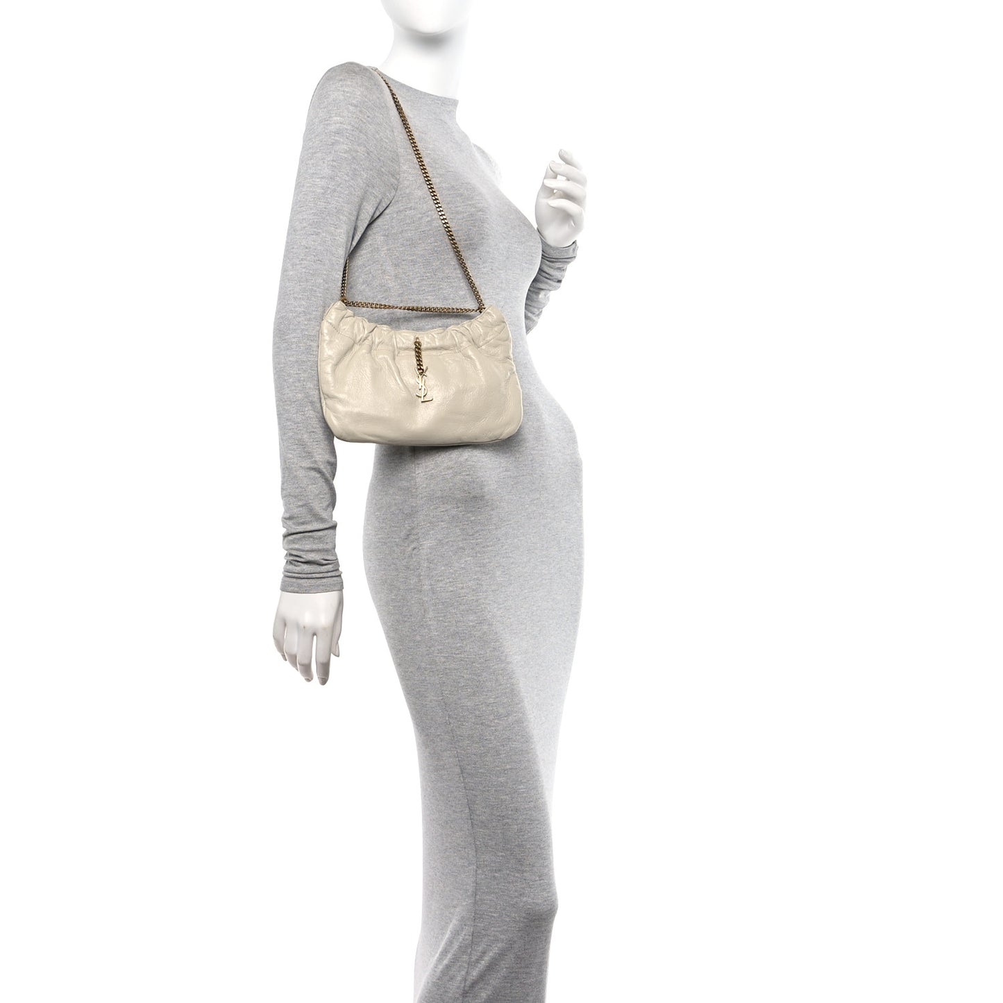 Calfskin Pac Pac Ruched Hobo Winter White
