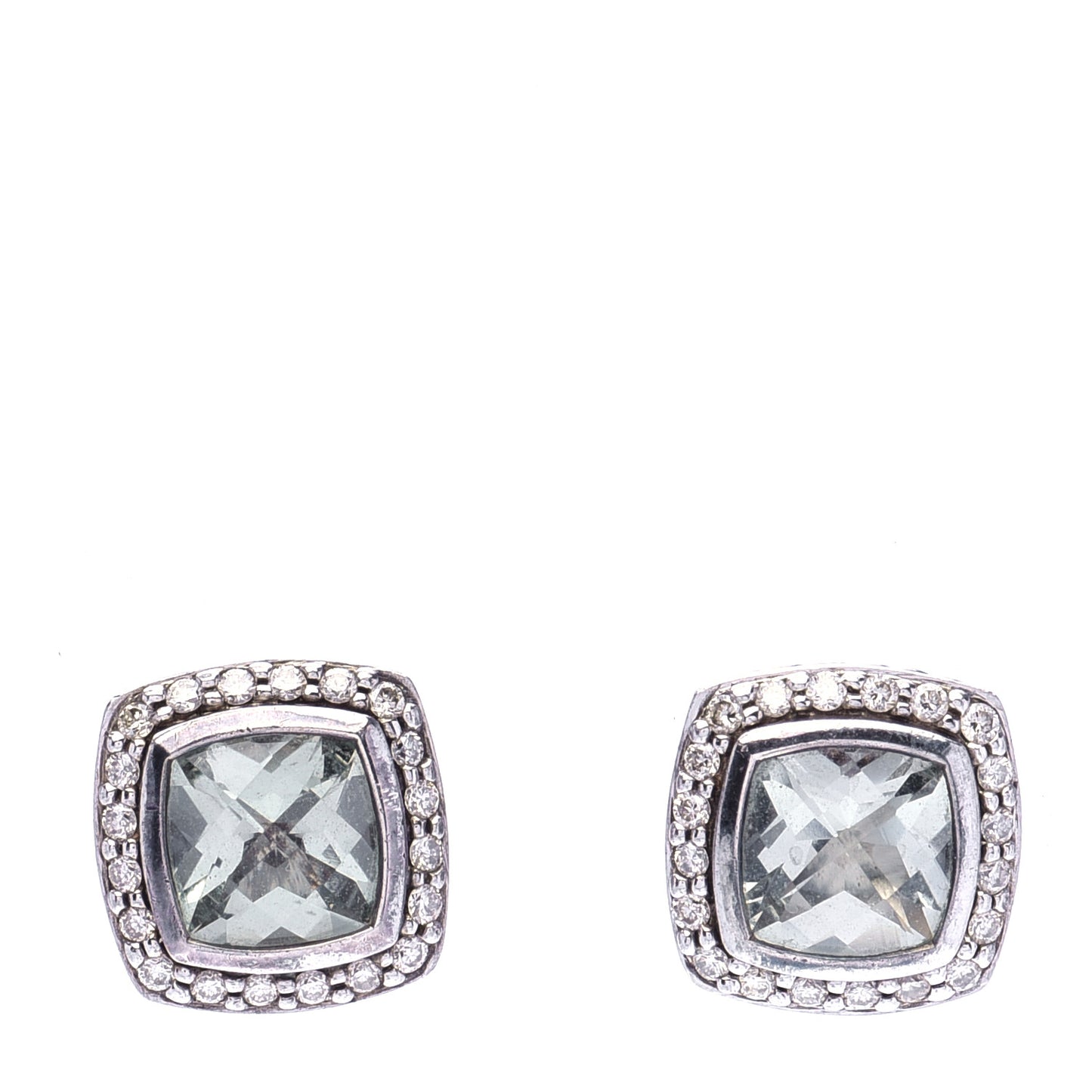 Sterling Silver Diamond Prasiolite 7mm Petite Albion Earrings