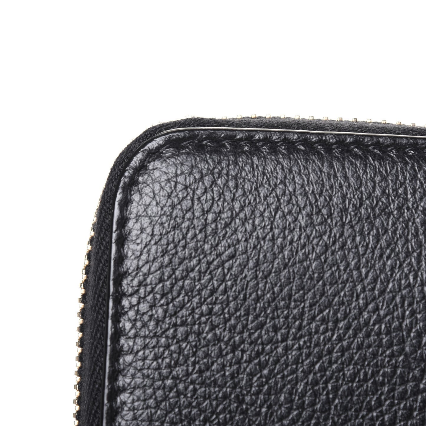 Grained Calfskin Zip Around Wallet Black