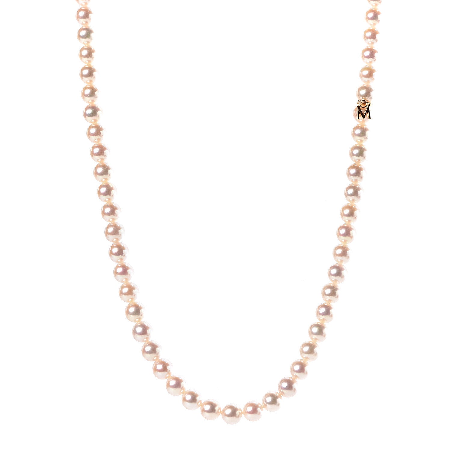 Mikimoto 18K Yellow Gold Akoya Pearl 7-7.5mm Strand Necklace 17" 1 of 6