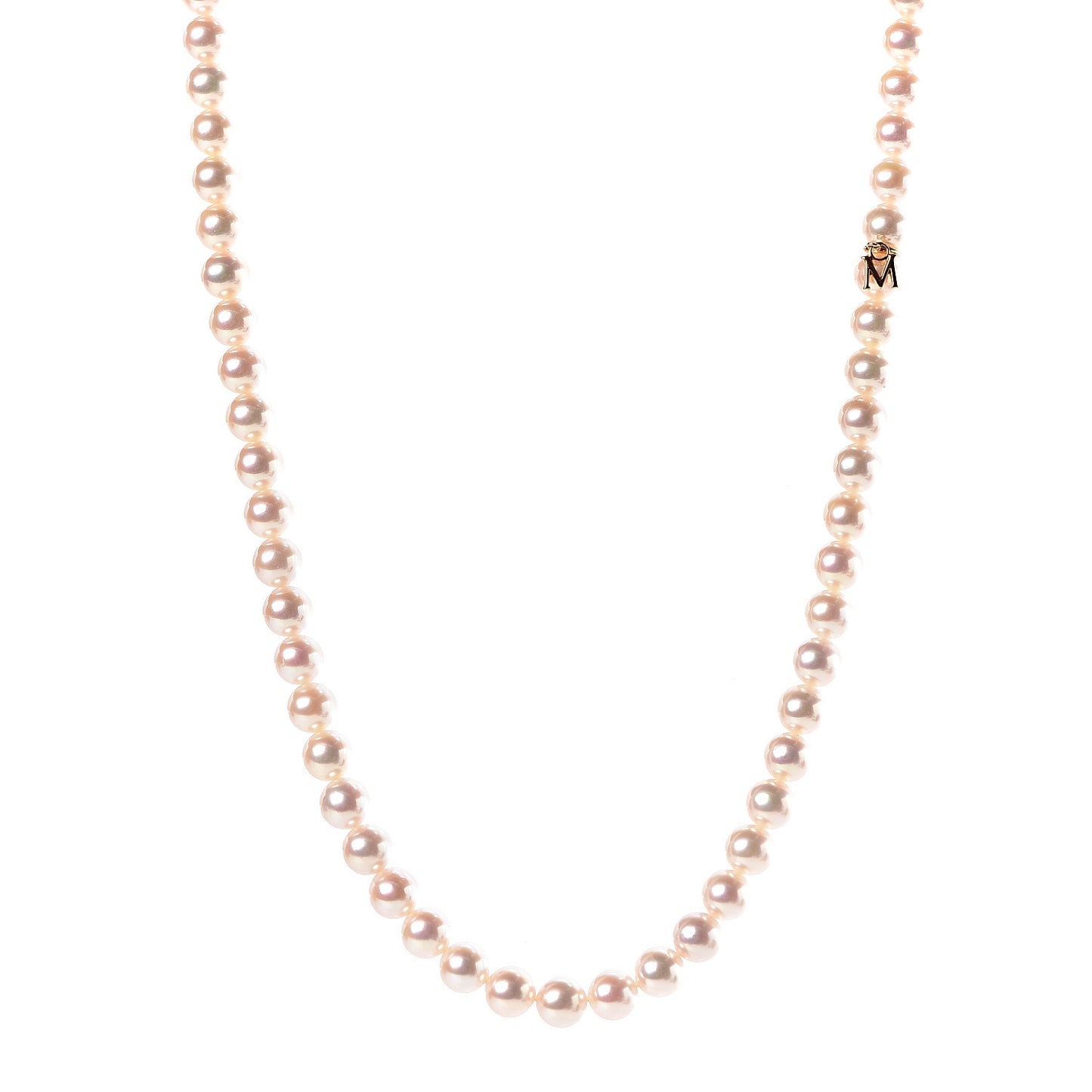 18K Yellow Gold Akoya Pearl 6-6.5mm Strand Necklace 17