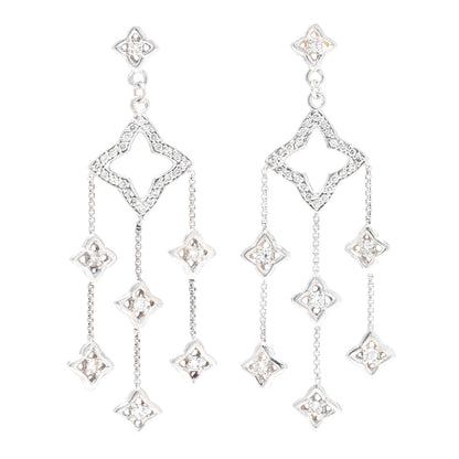 David Yurman Sterling Silver Diamond Quatrefoil Chandelier Earrings 1 of 4