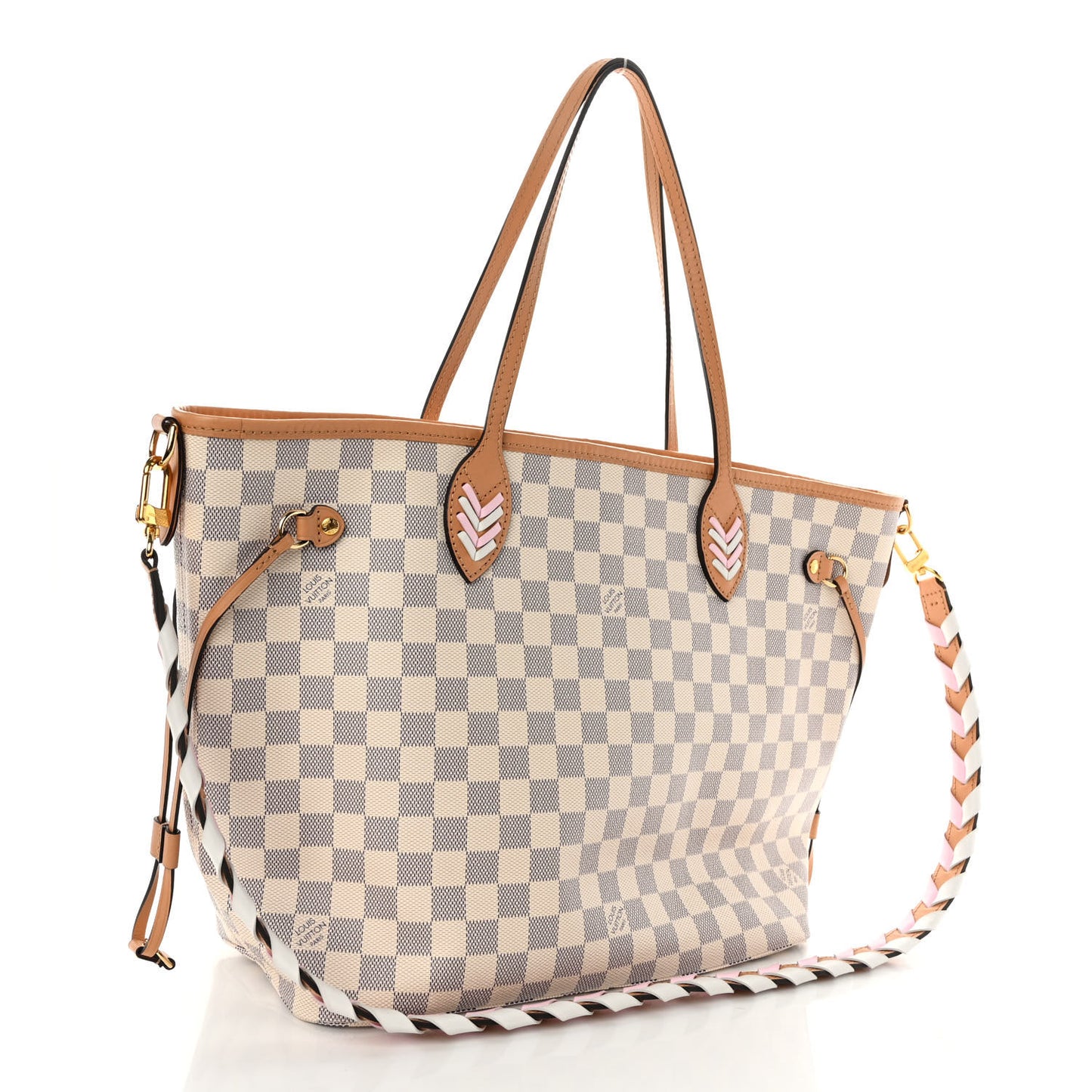 Damier Azur Braided Neverfull MM Orange