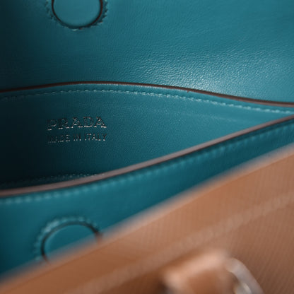 Prada Saffiano Cuir Medium Double Handle Tote Cannella Turchese 6 of 10