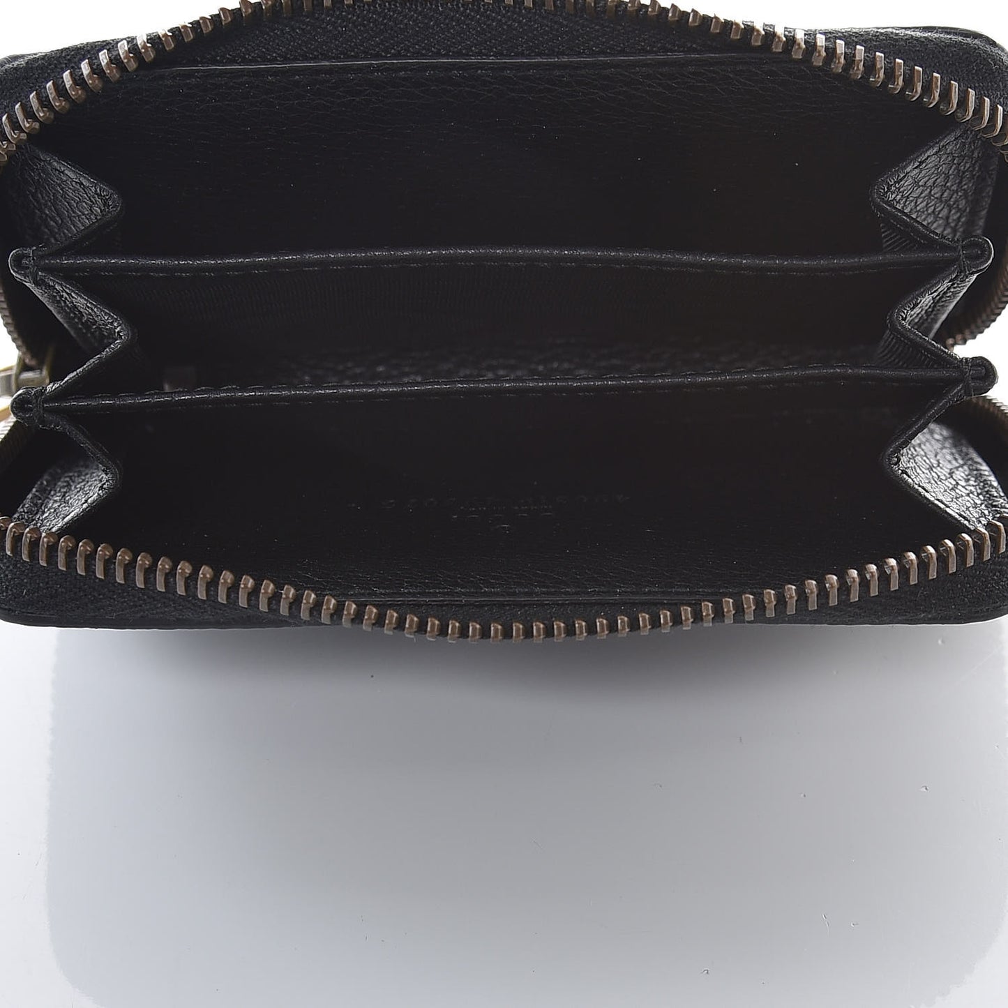 Calfskin Logo Zip Around Card Case Black