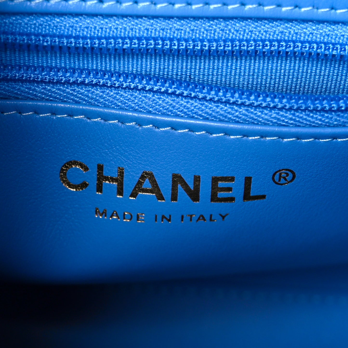 Shiny Aged Calfskin Quilted Nano Kelly Shopper Blue