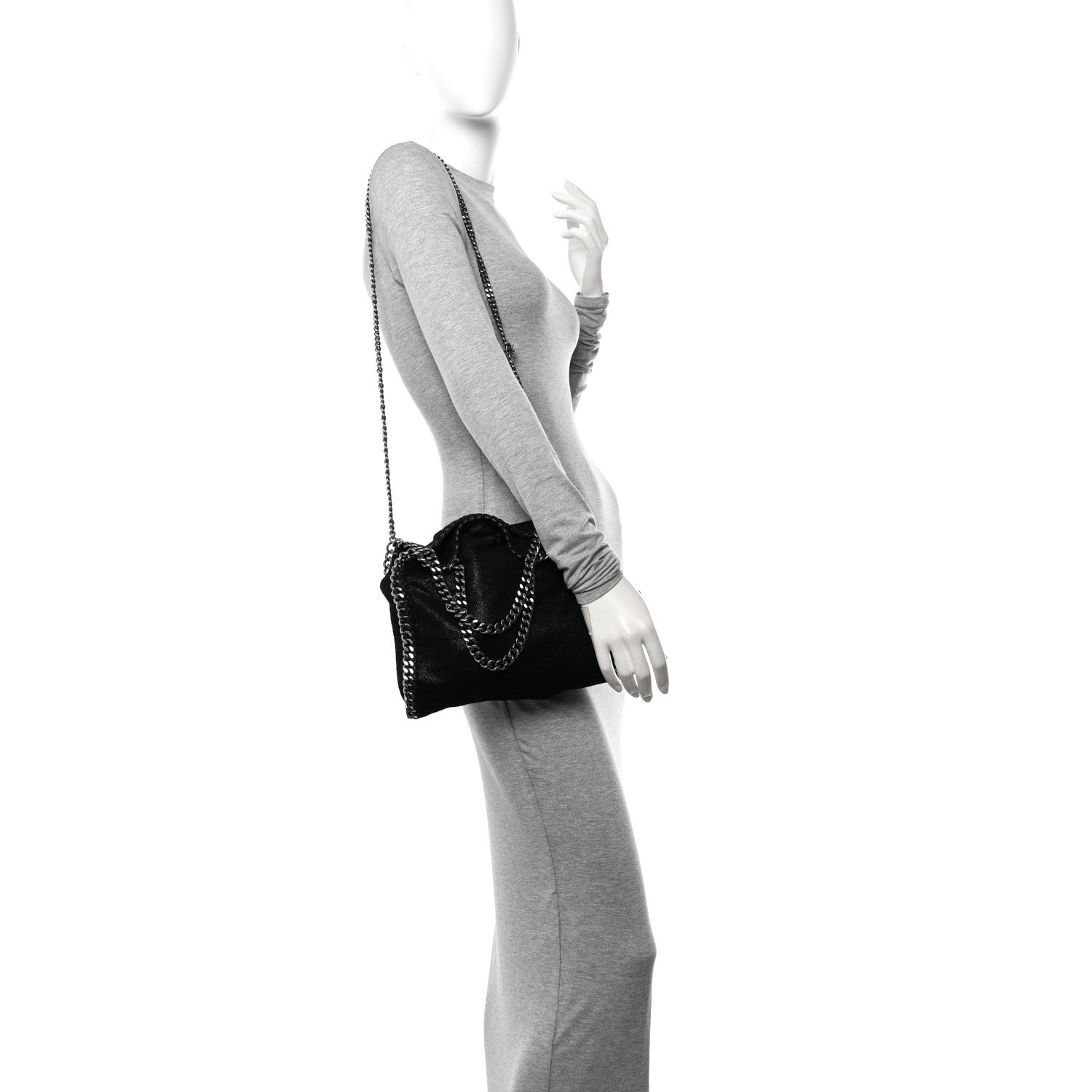 Stella McCartney Shaggy Deer Mini Falabella Fold Over Tote Black 2 of 10