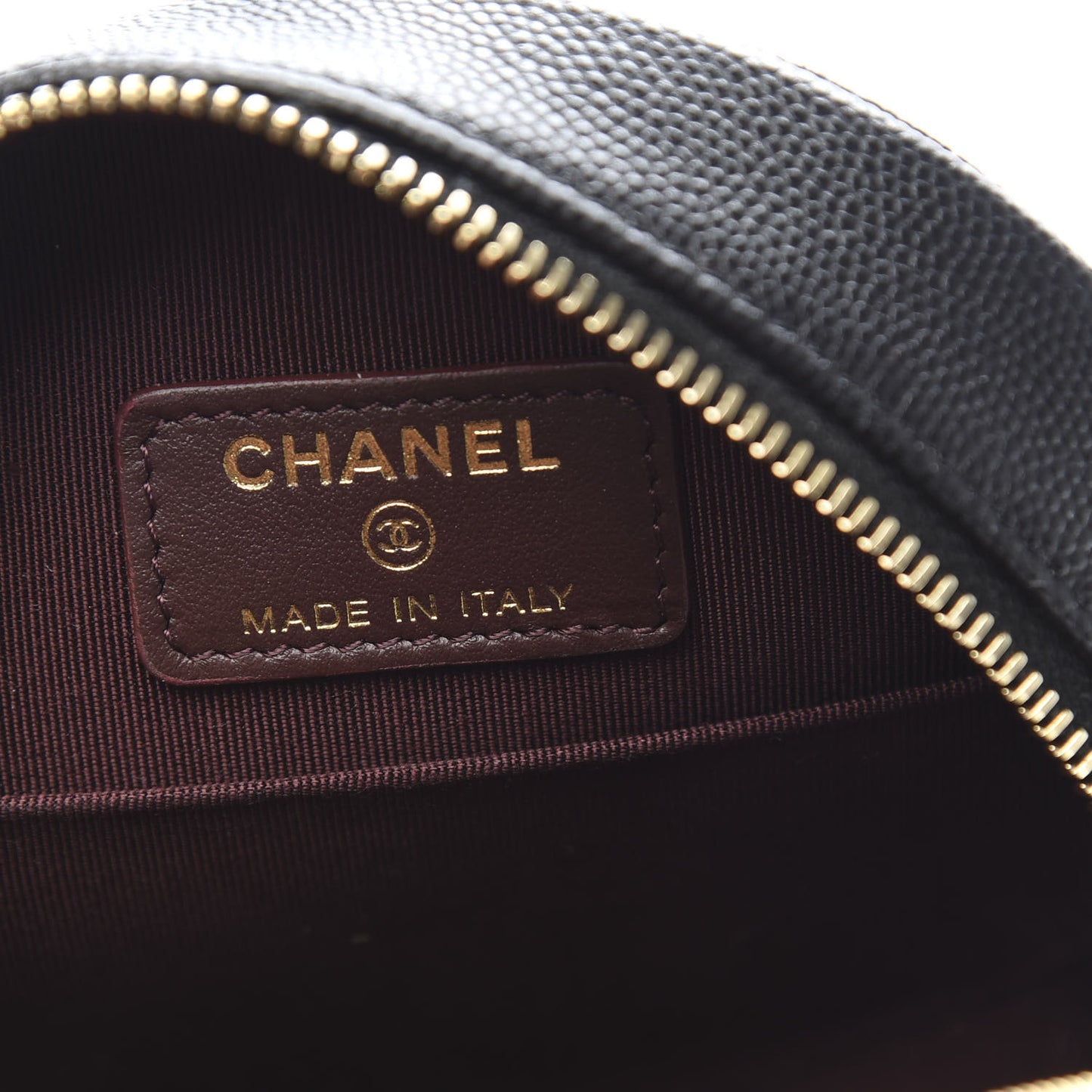 Caviar Quilted Round Clutch With Chain Black