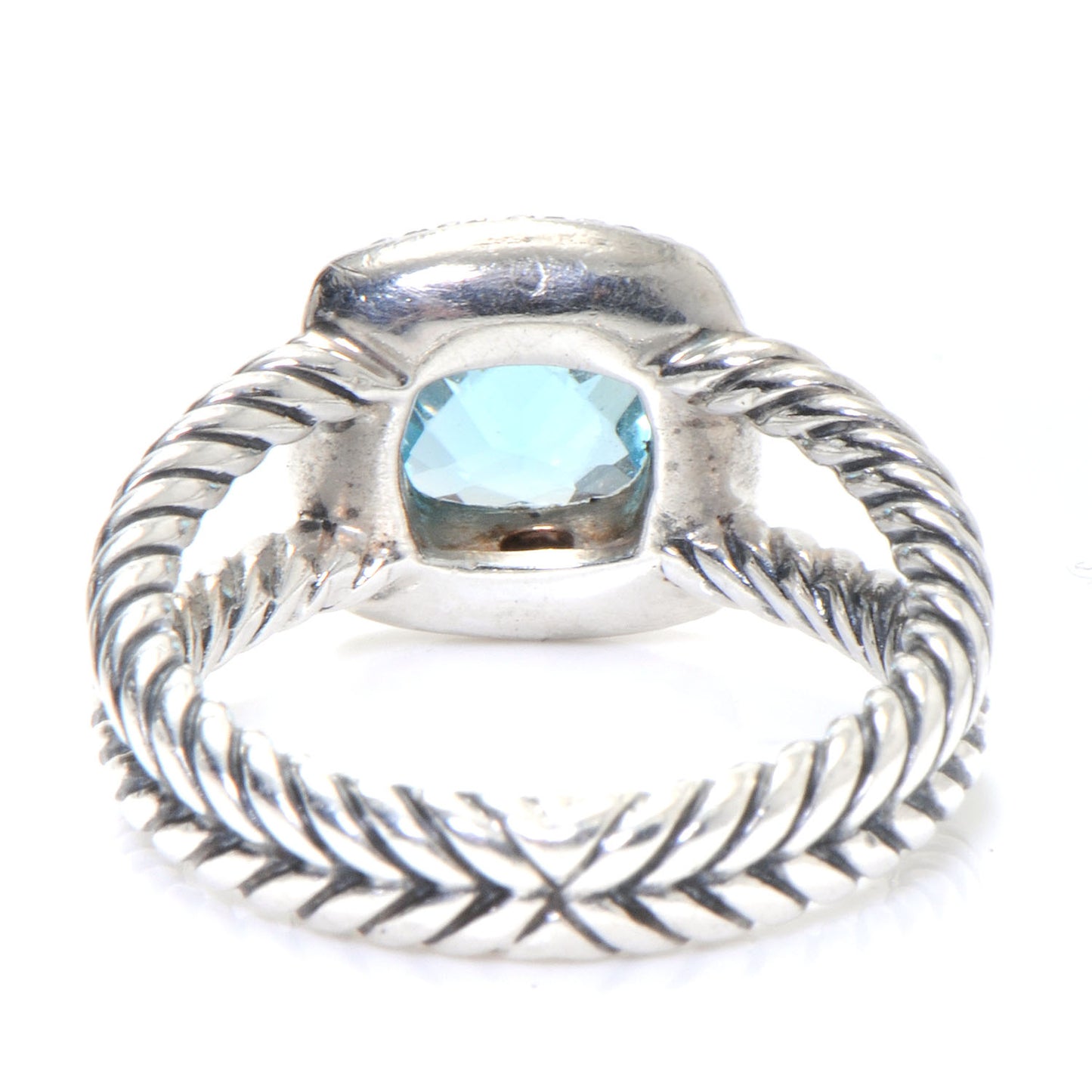 Sterling Silver Diamond Blue Topaz 7mm Petite Albion Ring 53 6.5