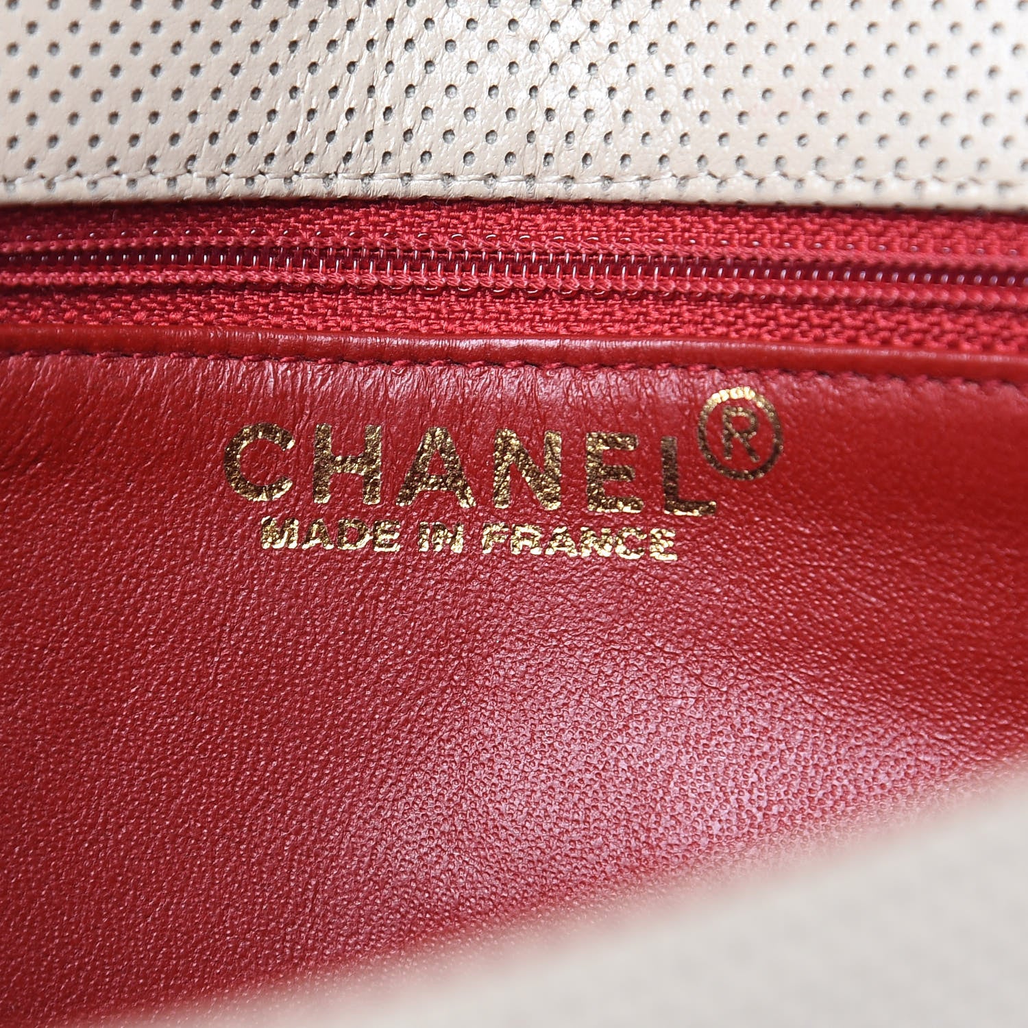 Chanel Lambskin Perforated Medium Single Flap Bag Red Beige 6 of 14