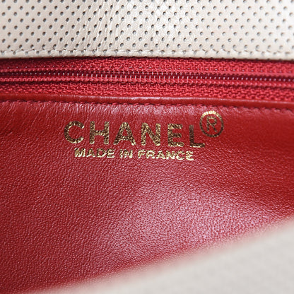 Chanel Lambskin Perforated Medium Single Flap Bag Red Beige 6 of 14