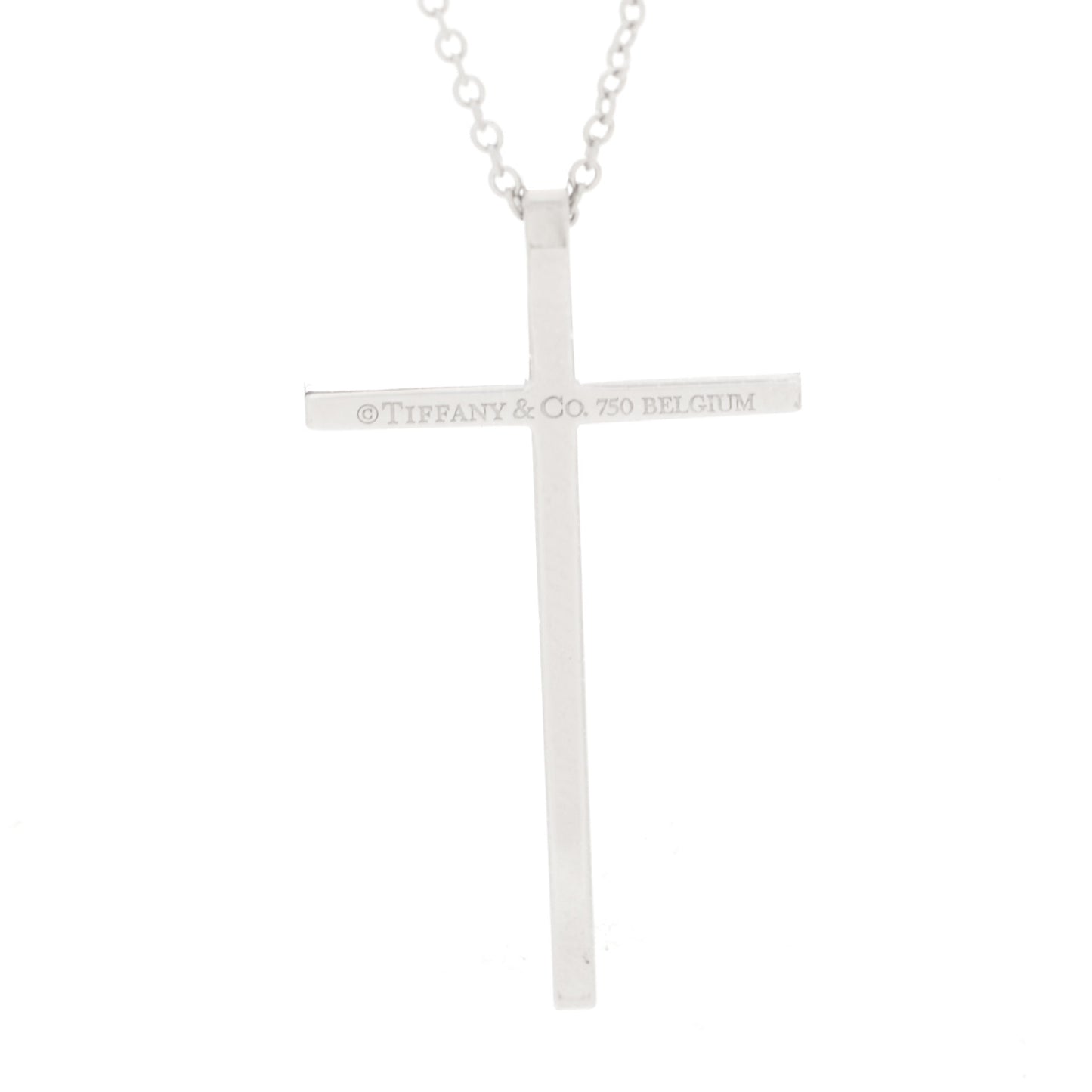 18K White Gold Diamond Metro Cross Pendant Necklace