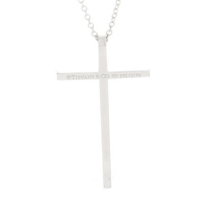 Tiffany 18K White Gold Diamond Metro Cross Pendant Necklace 5 of 6