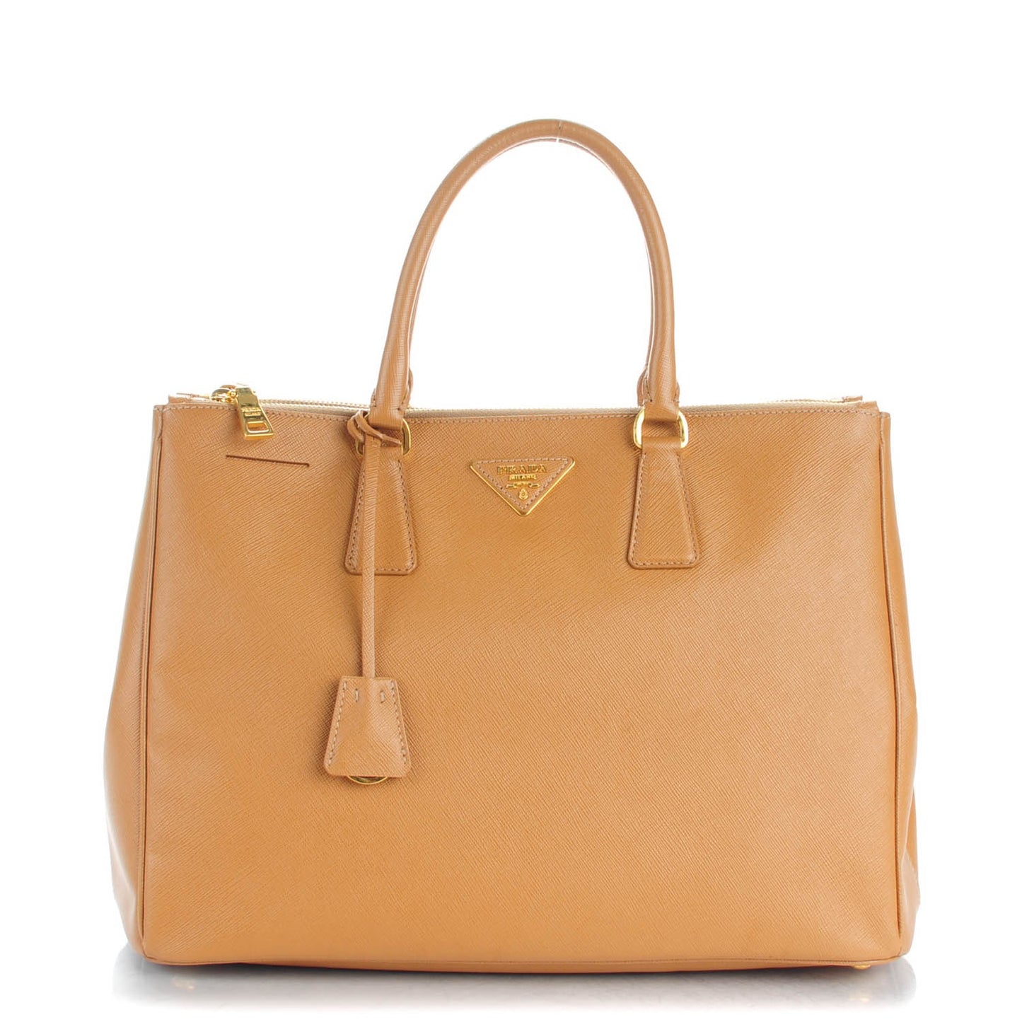 Saffiano Large Galleria Double Zip Tote Cannella