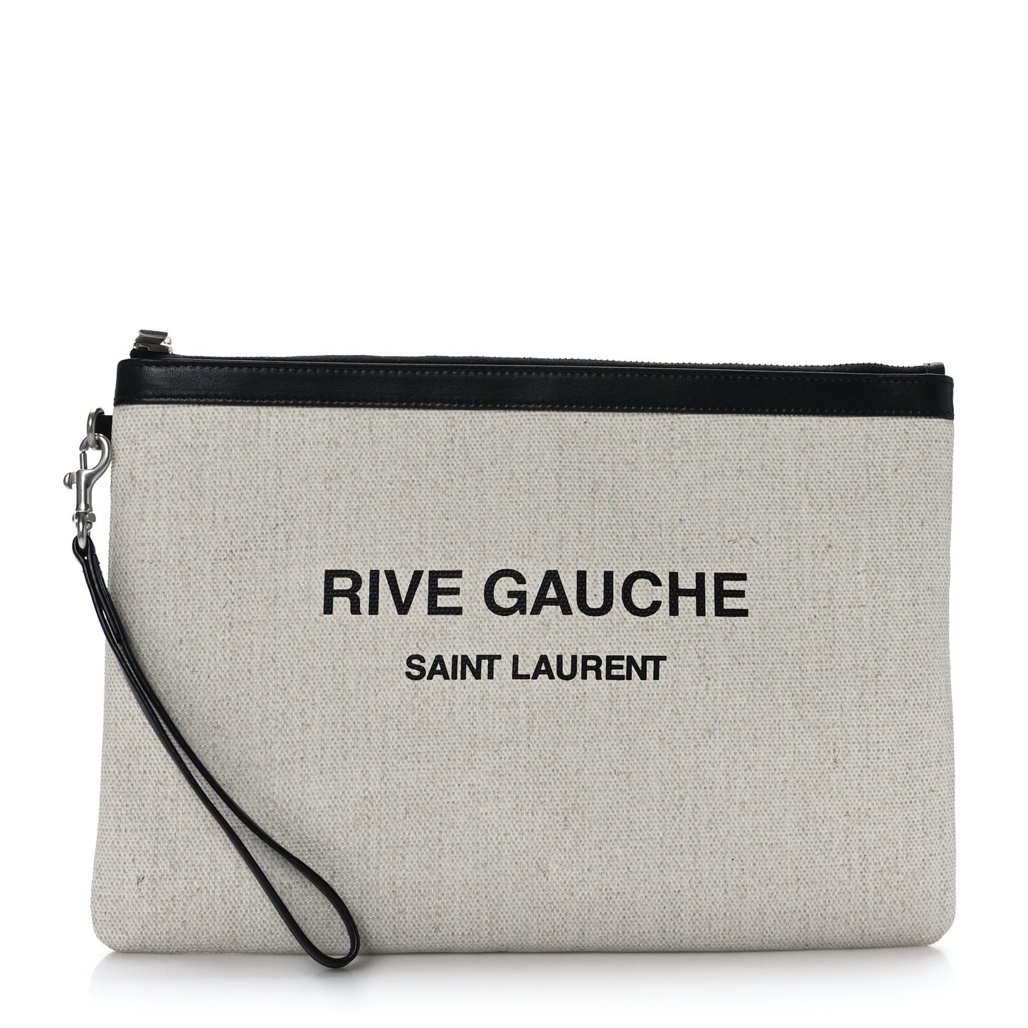 Linen Canvas Rive Gauche Zipped Pouch Optic White