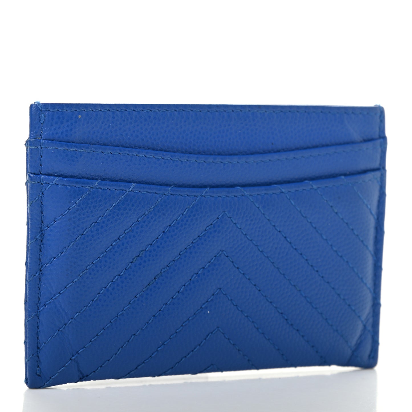 Caviar Chevron Quilted Card Holder Bright Blue